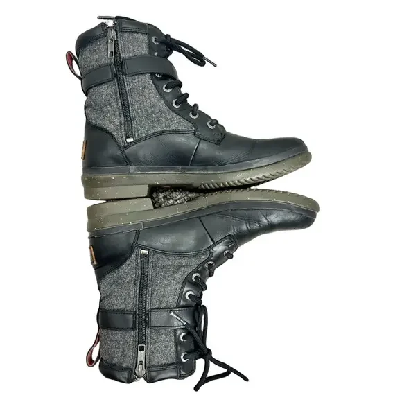 UGG Kesey waterproof black leather grey wool lined winter ankle snow boots 7.5 - Picture 3 of 13